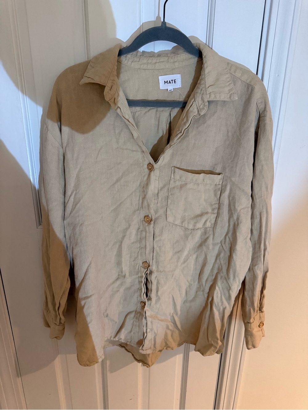MATE Women's Beige Button-Down Shirt - Casual Relaxed Fit